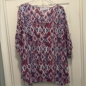 Kim Rogers Red and Blue Patterned Blouse